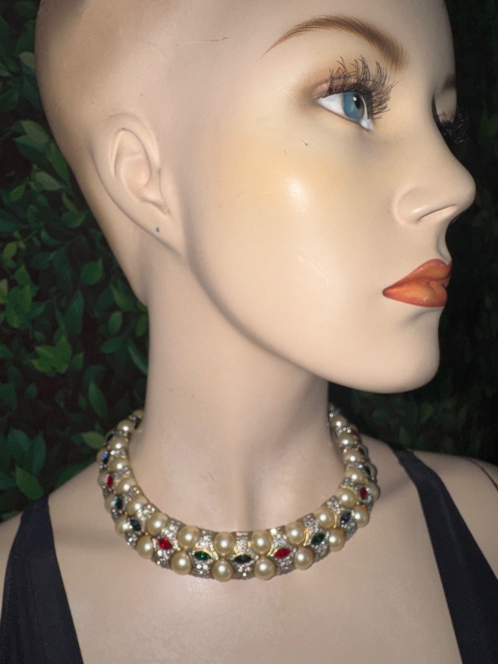 Vintage Landau Jeweled Gold Choker Style Necklace - Picture 13 of 17